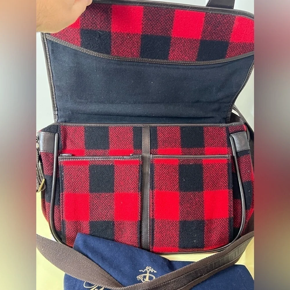 Brooks Brothers x Woolrich Made in USA Tartan Plaid Wool Messenger Bag Flagship